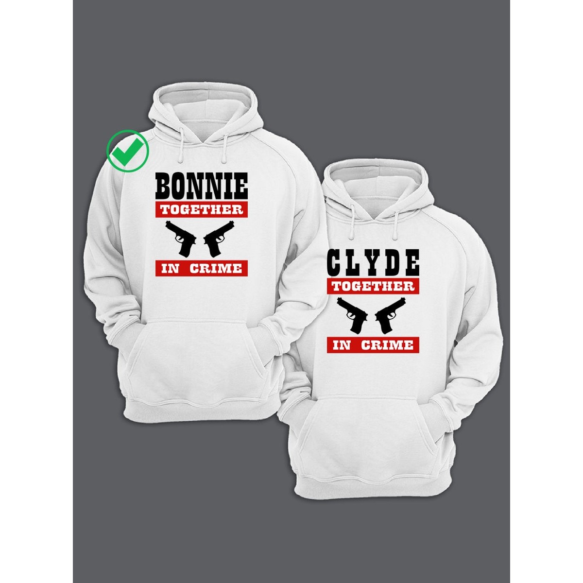 Парная толстовка для двоих с принтом "Bonnie&Clyde"