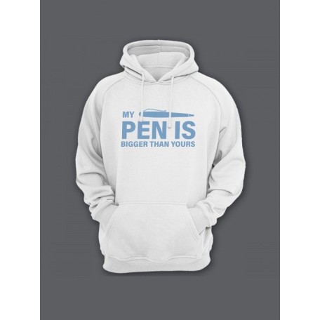 Прикольная мужская толстовка с капюшоном - худи с принтом "My pen is bigger than yours"