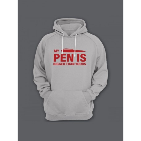 Прикольная мужская толстовка с капюшоном - худи с принтом "My pen is bigger than yours"