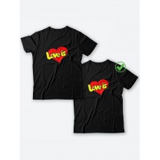 Парная футболка для двоих с принтом "Love is... when we are & together"