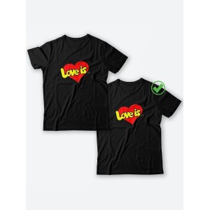 Парная футболка для двоих с принтом "Love is... when we are & together"