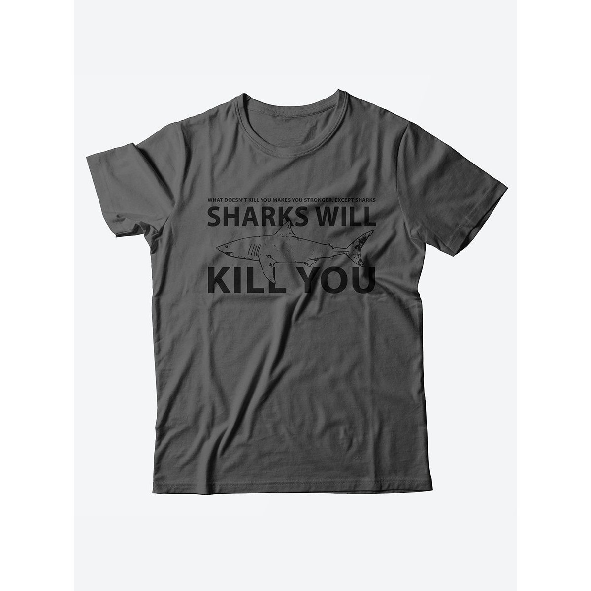 Качественная хлопковая футболка для женщин Sharks will kill you / Прикольные надписи на футболках
