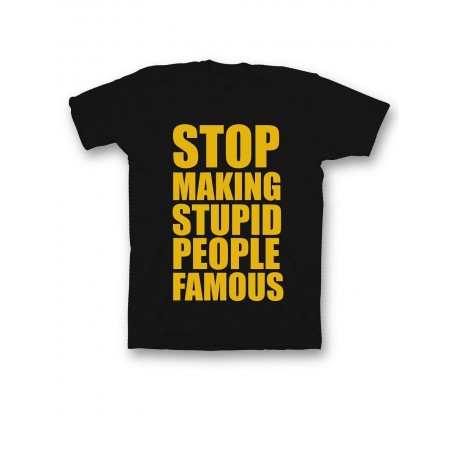 Мужская футболка с прикольным принтом "Stop making stupid people famous"