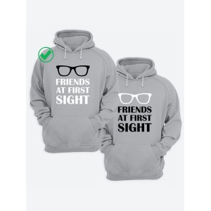 Парная толстовка для двоих с принтом "Friends at first"