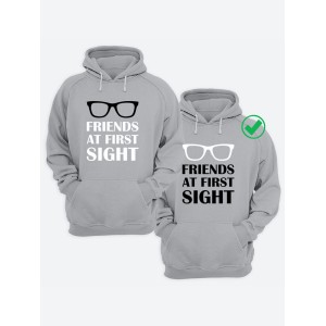 Парная толстовка для двоих с принтом "Friends at first"