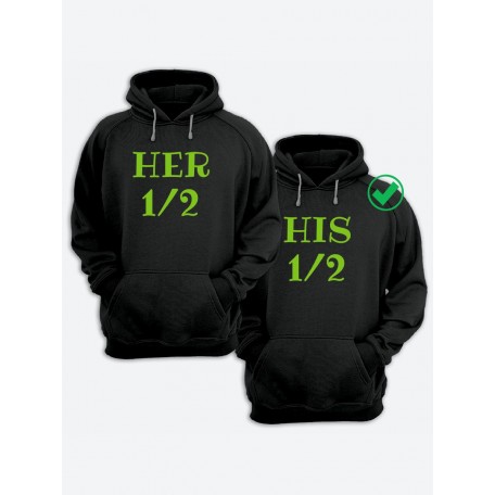 Парная толстовка для двоих с принтом "Her&His"