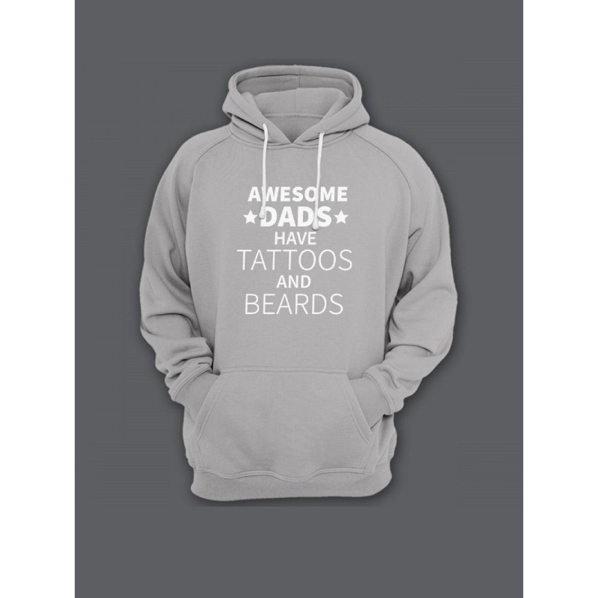 Прикольная мужская толстовка с капюшоном - худи с принтом "Awesome dads have tattoos and beards"