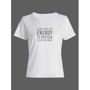 Женская футболка со смешной надписью "Energy to pretend"/Смешная