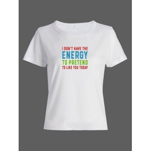 Женская футболка со смешной надписью "Energy to pretend"/Смешная