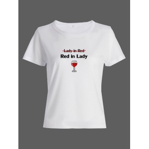 Женская футболка со смешной надписью "Lady in red Red in Lady"/Смешная