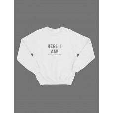 Клевый свитшот с забавным принтом "Here i am"
