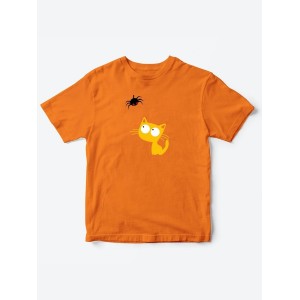 Детские футболки с принтом "Котенок и паучок"