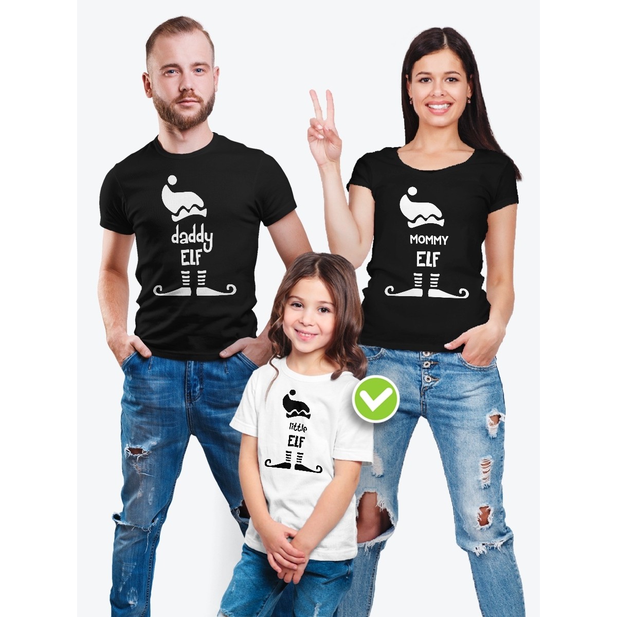 Футболки для всей семьи с крутым принтом "Elf family" | Фэмили лук для семьи | Футболки Family Look