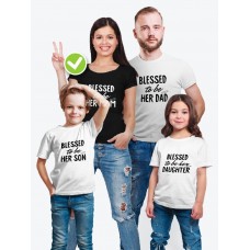 Футболки для всей семьи с крутым принтом "Blessed to be" | Фэмили лук для семьи | Футболки Family