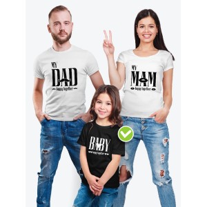 Футболки для всей семьи с крутым принтом "Happy together" | Фэмили лук для семьи | Футболки Family