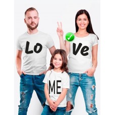 Футболки Фэмили Лук для мамы, дочки, папы, сына с принтом LO VE me | Family Look для всей семьи