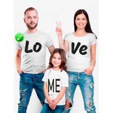 Футболки Фэмили Лук для мамы, дочки, папы, сына с принтом LO VE me | Family Look для всей семьи