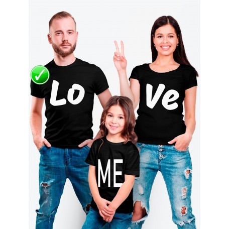 Футболка Family Look с принтом "LO VE me" в одном стиле для всей семьи
