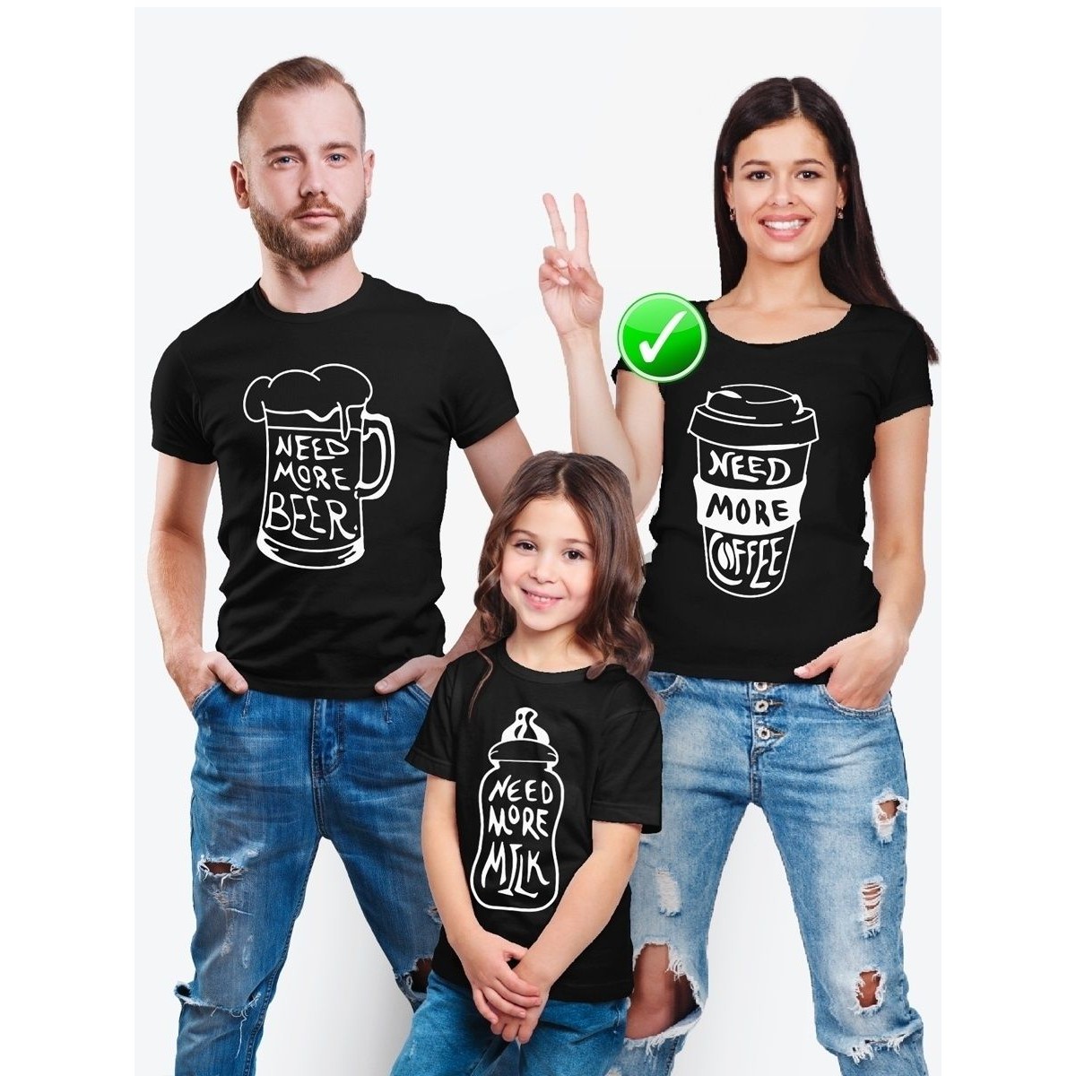Футболка из комплекта Family Look Need more beer кружка | Футболки Фэмили Лук для всей семьи