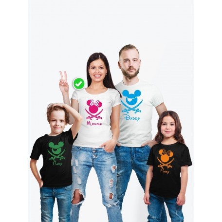 Футболки Family Look для всей семьи Пираты Микки Маус | Футболки Фэмили Лук