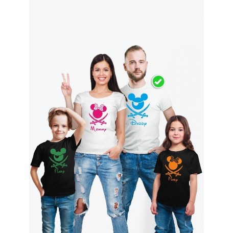 Футболки Family Look для всей семьи Пираты Микки Маус | Футболки Фэмили Лук