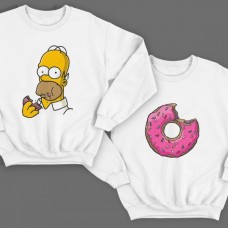 Парные свитшоты для влюбленных Гомер Симпсон и пончик