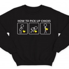 Прикольные свитшоты с надписью "How to pick up chicks" ("Как заполучить цыпу")