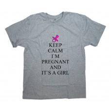 Футболка для беременных с надписью "Keep calm I`m pregnant and it`s a girl"
