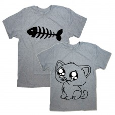 Парные футболки с принтами "Cat&amp;Fish"