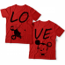 Парные футболки для влюбленных с изображениями влюбленных мышат и надписями "LO" (Лю-) и  "VE" (-бовь)