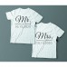 Парные футболки для мужа и жены "Mr." и "Mrs." с датой свадьбы